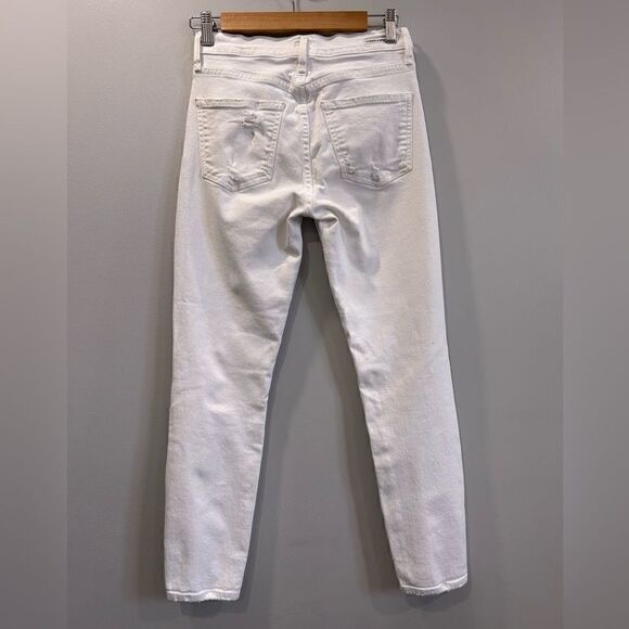 Citizens of Humanity Rocket Crop White Denim Distressed Skinny Jeans - Picture 8 of 14